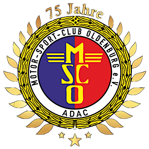 MSCO Logo 75Jahre in Gold-Blau-Rot